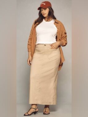 MAEVE The Collette Maxi skirt Size XL Tan Khaki Anthropologie